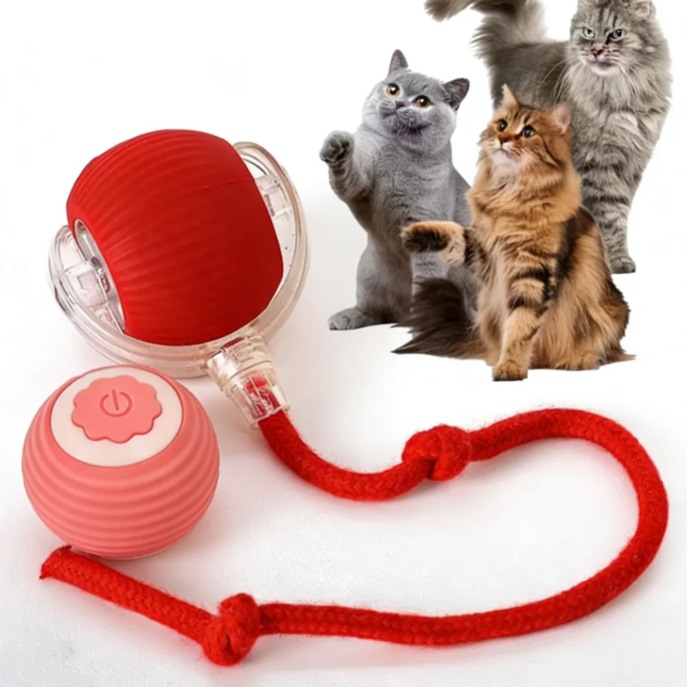 Pet Toy Ball with Tail Rope,Smart Automatic Pet Chase Ball Toy, Upgraded Speedy Tail Kitten Toy for Bored Indoor Adult Pets
