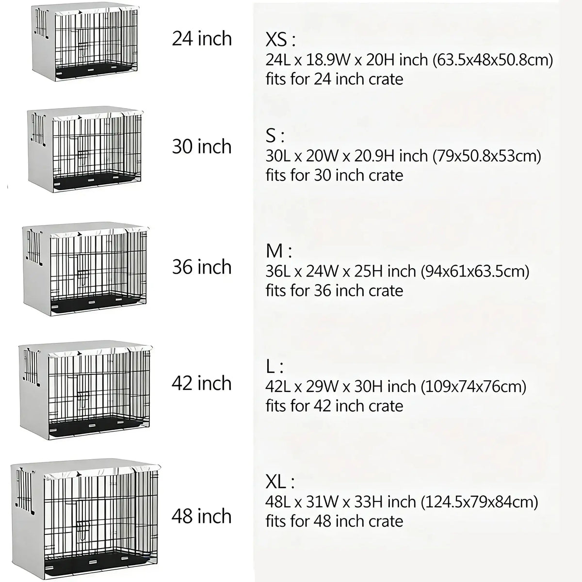 Explore Land Dog Crate Cover Heavy Duty Polyester Pet Kennel Sunshade Universal Fit for 42 inches Wire Cage (Black)