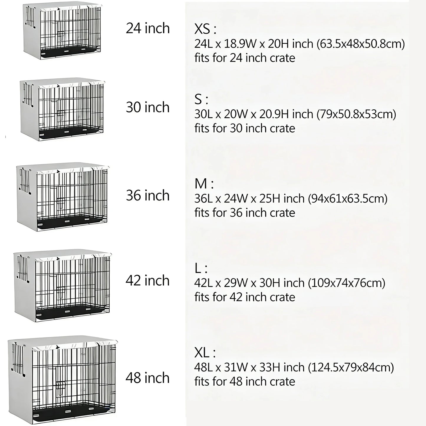 Explore Land Dog Crate Cover Heavy Duty Polyester Pet Kennel Sunshade Universal Fit for 42 inches Wire Cage (Black)