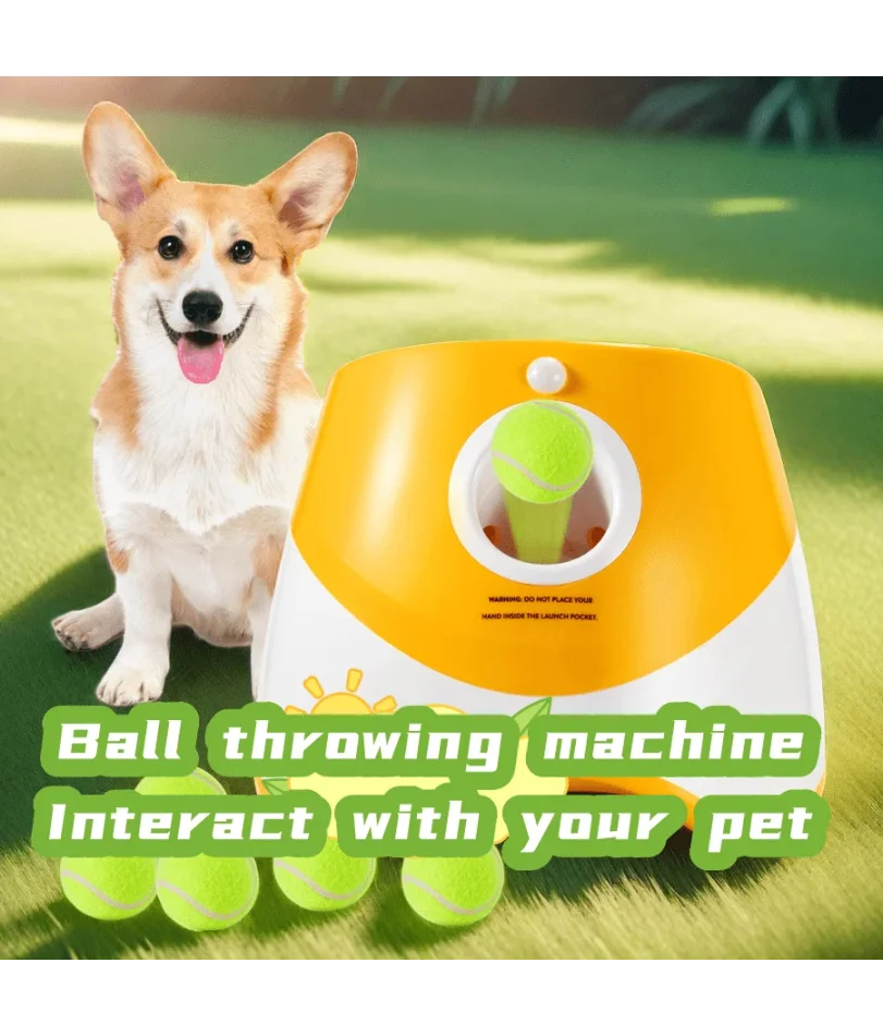Dog Launcher Automatic Dogs Chase Toy Tennis Throwing Pinball Machine Fun Interactive Throw Rechargable Catapult USB Charging