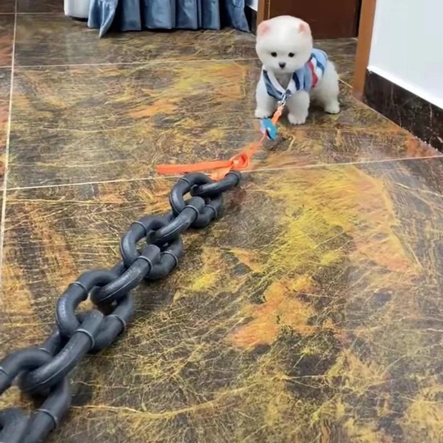 Simulated Iron Chain Dog with Dog Chain Traction Rope Dog Rope Funny Outdoor Plastic Thick Chain