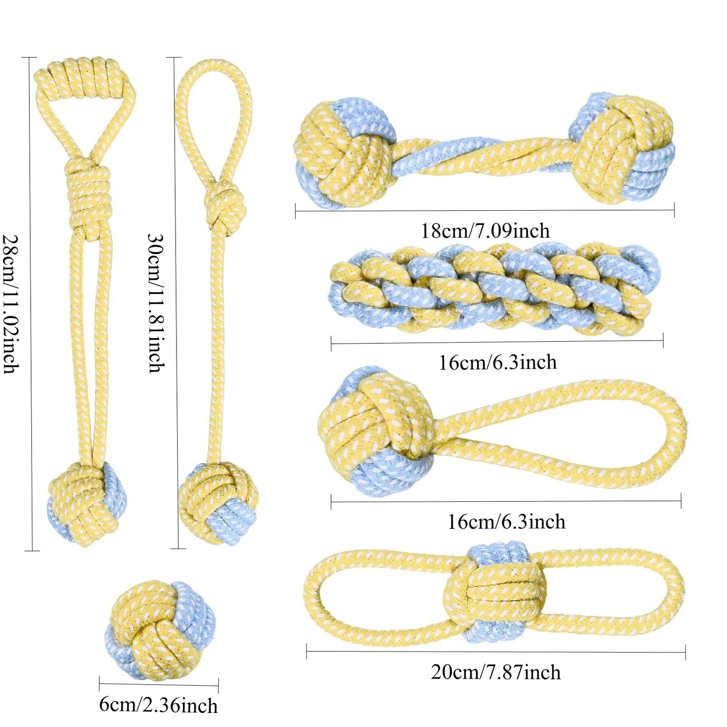 7pcs Dog Rope Chew Toys, Interactive Knot Toys Durable Training Set，Teething Puppies & Aggressive Chewers, Indoor/Outdoor Play
