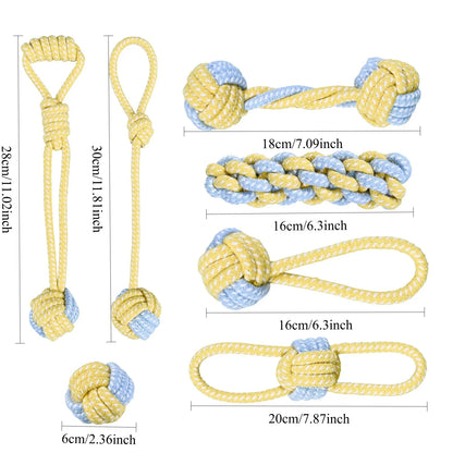 7pcs Dog Rope Chew Toys, Interactive Knot Toys Durable Training Set，Teething Puppies & Aggressive Chewers, Indoor/Outdoor Play