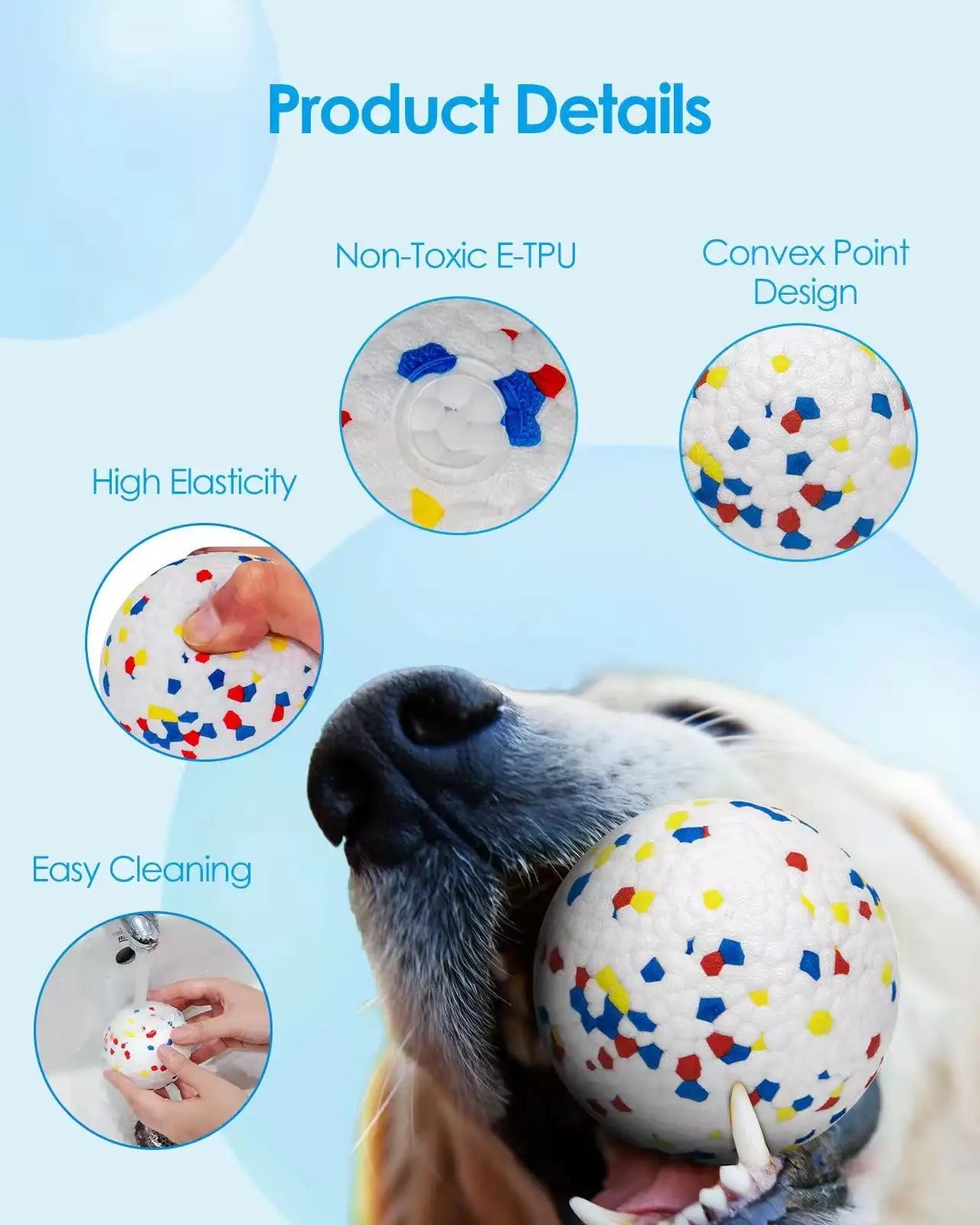 6pcs ETPU Dog Balls Are More Durable Safer Elastic & Easy To Clean Great For Long Play Best Gift For Your Dog Automatic Launcher