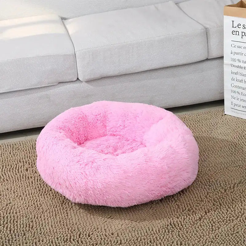 Round Cat Beds House Soft Long Plush Bed For Dogs Basket Pet Products Cushion Cat Bed Cat Mat Sleeping Sofa, Suitable For Winter