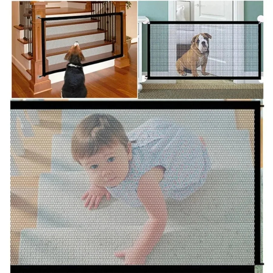 1PC Tall Pet Dog Gate - Retractable Safety Guard, Toddler Stair Gate, Ingenious Mesh Dog Fence, Isolation Barrier for Indoor