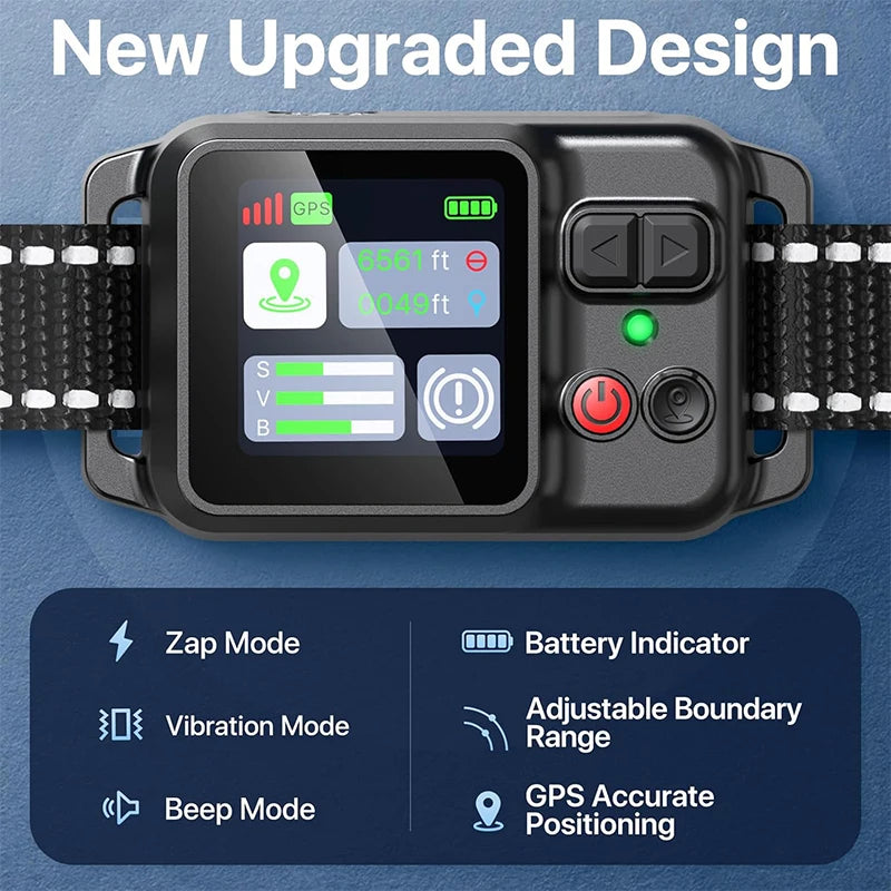 GPS Dog Wireless Fence Coverage Range 49-6561 Feet IP67 Waterproof Adjustable Training Modes GPS Positioning Outdoor Use Only