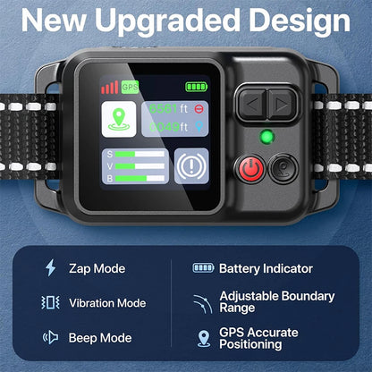 GPS Dog Wireless Fence Coverage Range 49-6561 Feet IP67 Waterproof Adjustable Training Modes GPS Positioning Outdoor Use Only