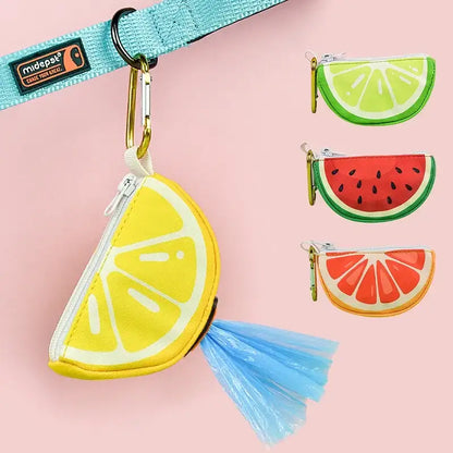 Cute fruit pet poop bag storage, can be connected to any dog leash, bag and leash not included, limited special edition