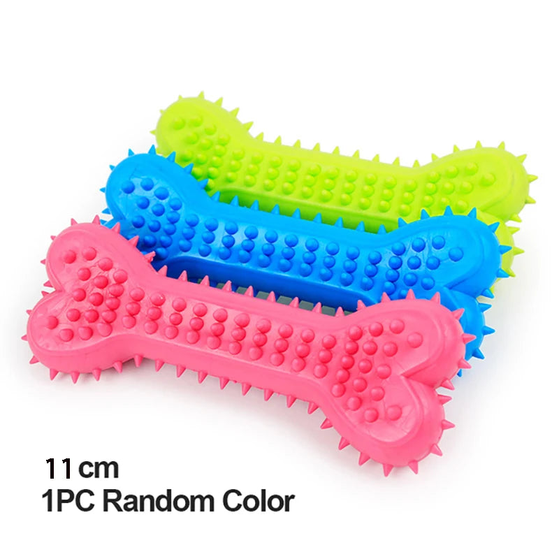 Pet Chew Toy Soft Rubber Bite-resistance Bone Shape Teeth Grinding Chewing Toys for Small Dogs Training Pet Supplies