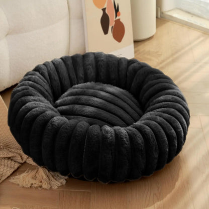 Indoor Cat Bed with Corduroy Rabbit Fur Anti Slip Bottom Donut Dog Bed for Small Dogs Artificial Bed Washable Detachable Cover